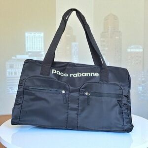 Paco Rabanne Black Duffel Carry-On Black Weekend bag with 2 front pockets zipper